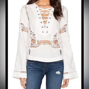 Bittersweet Lace Up Top in White